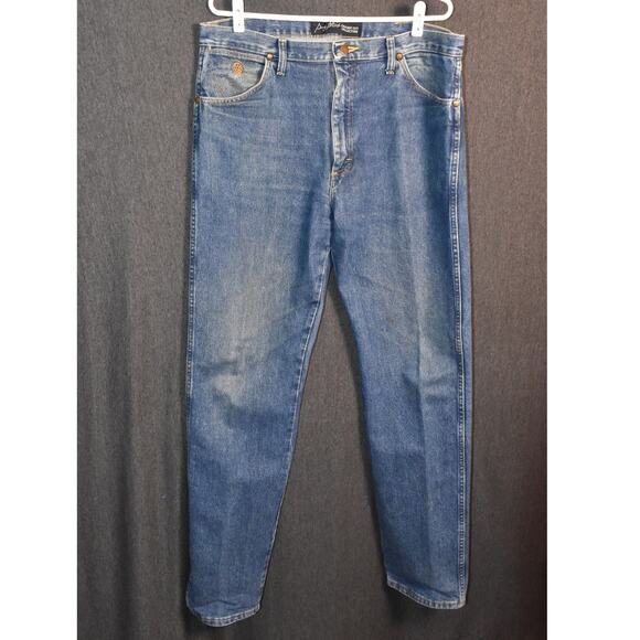 Wrangler George Strait Men's 35x34 Cowboy Cut Denim Jeans Distressed Western - Picture 1 of 10